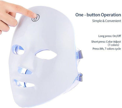 Led Face Mask Light Therapy, 7 Colors LED Light Therapy Mask for Facial Skin Care, Colorful LED Beauty Mask, Led Mask Therapy Facial