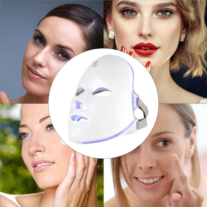 Led Face Mask Light Therapy, 7 Colors LED Light Therapy Mask for Facial Skin Care, Colorful LED Beauty Mask, Led Mask Therapy Facial
